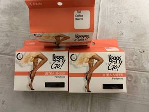 lot 332 image: 3 Pairs of Tall, Coffee, Sheer Toe Leggs to Go Pantyhose