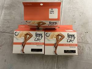lot 334 image: 3 Pairs of Tall, Coffee, Sheer Toe Leggs to Go Pantyhose