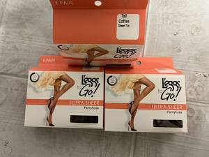 lot 335 image: 3 Pairs of Tall, Coffee, Sheer Toe Leggs to Go Pantyhose