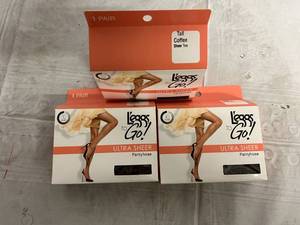 lot 336 image: 3 Pairs of Tall, Coffee, Sheer Toe Leggs to Go Pantyhose