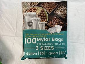 lot 403 image: 102 Mylar Bags(3 sizes), Oxygen Absorbers & Labels