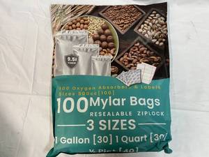 lot 404 image: 103 Mylar Bags(3 sizes), Oxygen Absorbers & Labels
