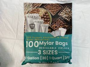 lot 405 image: 104 Mylar Bags(3 sizes), Oxygen Absorbers & Labels