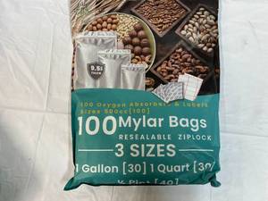 lot 406 image: 105 Mylar Bags(3 sizes), Oxygen Absorbers & Labels
