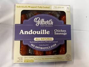 lot 98 image: L. 10x 10oz Packages Gilberts Andouille Chicken Sausages