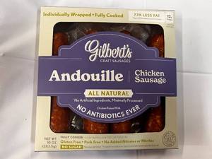 lot 101 image: L. 10x 10oz Packages Gilberts Andouille Chicken Sausages