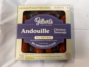 lot 102 image: L. 10x 10oz Packages Gilberts Andouille Chicken Sausages