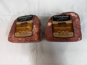 lot 111 image: F. 2.68lb & 2.31 Smithfield Honey Cured Slice Ham