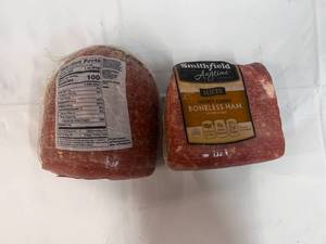lot 114 image: F. 2.87lb & 1.91lb  Smithfield Honey Cured Sliced Ham
