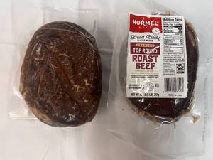 lot 124 image: E. 2x 2lb Hormel Premium Top Round Sliced  Roast Beef