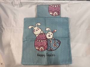 lot 136 image: 2 Easter Pillow Covers & Patchwork Backpack