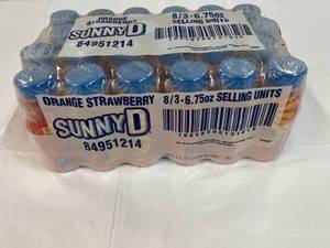 lot 150 image: 24x 6.75oz Bottles Sunny D OrangeStrawberry