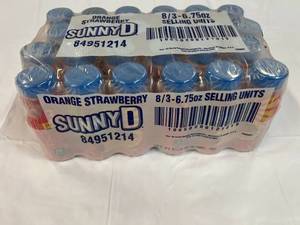 lot 154 image: 24x 6.75oz Bottles Sunny D OrangeStrawberry