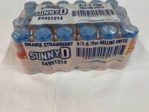 lot 155 image: 24x 6.75oz Bottles Sunny D OrangeStrawberry
