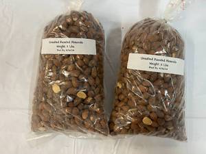 lot 222 image: 2x 2lb Bags Whole Raw Almonds Best by 04302024