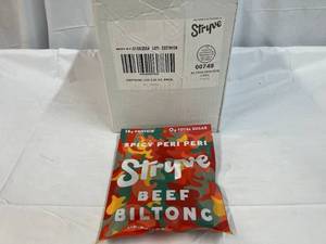 lot 253 image: 12x 2.25oz bags Stryve Air Dried Beef-Spicy Peri Peri