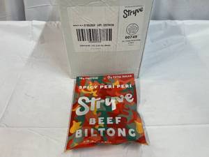 lot 255 image: 12x 2.25oz bags Stryve Air Dried Beef-Spicy Peri Peri