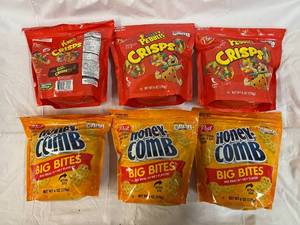 lot 297 image: 6x 6 oz Bags 3 Fruity Pebble Crisps & 3 Honey Comb Bites