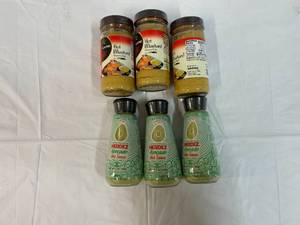 lot 328 image: 3x 7.25oz Hot Mustard & 3x 5oz Avocado Hot Sauce