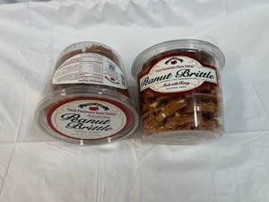lot 329 image: 2x 38oz Tubs Olde-Fashoned Hand Dipped Peanut Brittle