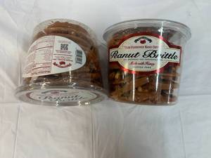 lot 332 image: 2x 38oz Tubs Olde-Fashoned Hand Dipped Peanut Brittle