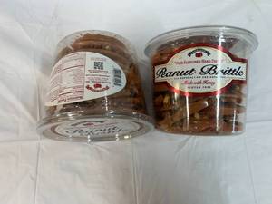 lot 333 image: 2x 38oz Tubs Olde-Fashoned Hand Dipped Peanut Brittle