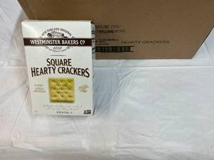lot 343 image: 12x 6oz Boxes Square Hearty Crackers