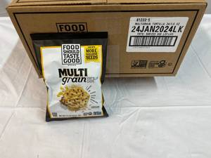 lot 357 image: 24x 1.5oz Multigrain Tortilla Chips Best by 01242024