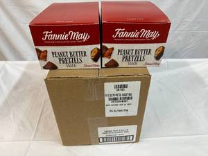 lot 366 image: 2x 6-2.3oz bags Fannie May Chocolate Covered  Peanut Butter Filled Pretzel Bites Best by 12152022