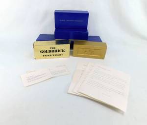 Lot of 4 Vintage Gold Brick Paperweights