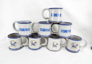 Lot of 8 Second Place and 6 Third Place Golf Pottery Mugs