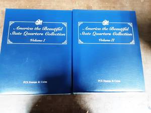 lot 39 image: 2-Volumes Of America The Beautiful State Quarters & Stamps