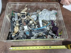 lot 65 image: Large Bin Of Watch Parts