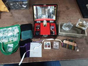 lot 73 image: 10-Chains Stamped .925, Jewelry Pouches, Boxes, Partial Perfume