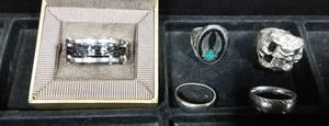 lot 76 image: 5-Men,s Rings-Stainless Steel & Others (No Boxes Included)