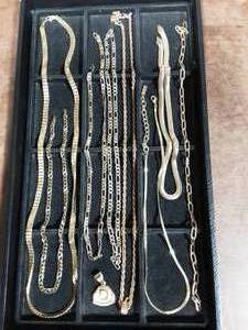 lot 78 image: Lot Of Assorted Necklaces, Chains, 1-Charm (9 Items Not The Tray)