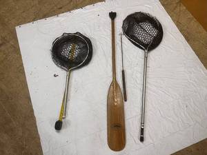 lot 107 image: Oar, Gaf, 2 Rubber Fishing Nets
