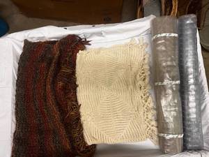 lot 133 image: 2 Crocheted Afghans & 2 Carpet Protectors runners