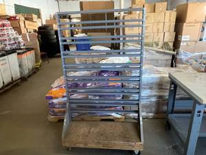 lot 197 image: Metal Parts Rack on Wheels