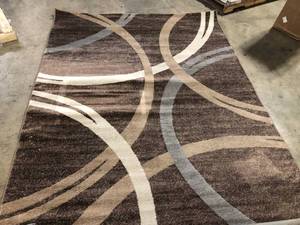 lot 49 image: WRG Modern Abstract Circles Design Brown 6 ft. 6 in. x 9 ft. Area Rug  Customer Returns See Pictures