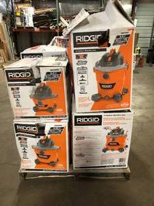 lot 3 image: Pallet of Assorted Ridgid WetDry Shop Vacs Various Models Sizes  and Conditions Customer Returns See Pictures