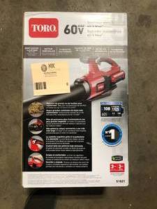 lot 6 image: Toro   60V MAX 110MPH Brushless Leaf Blower with 2.0Ah Battery 60V MAX 110MPH Brushless Leaf Blower with 2.0Ah Battery Customer Returns See Pictures