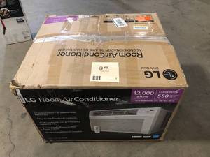 lot 7 image: LG 12,000 BTU 115V Window Air Conditioner Cools 550 Sq. Ft. with Wi-Fi, Remote and ENERGY STAR in White  Customer Returns See Pictures