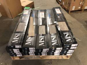 lot 26 image: 21 Boxes of A&A Surfaces Rustic Pecan 12 MIL x 7 in. x 48 in. Waterproof Click Lock Luxury Vinyl Plank Flooring (23.8 sq. ft.  case)    Customer Returns See Pictures