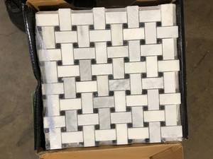 lot 27 image: 4 Boxes of MSI Greecian White Basket Weave 12 in. x 12 in. x 10mm Honed Marble Mesh-Mounted Mosaic Tile (10 sq. ft.  case)   Customer Returns See Pictures