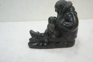 lot 24 image: The Wolf Sculptures Eskimo Inuit Mother & Child