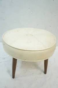 lot 110 image: Circular 4 legged off White Footstool