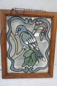 lot 126 image: Home Decor Wooden framed Stained Glass Bird 13x16