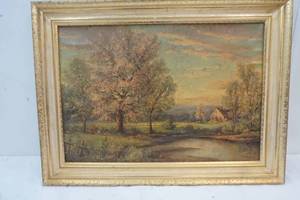 lot 131 image: J. Barnara Framed Painting  Spring Blossom