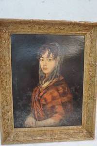 lot 137 image: Vintage Wood Frame Picture of Girl by Francisco Jose Goya
